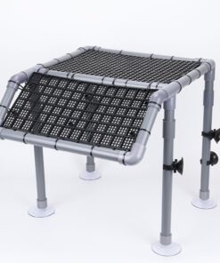 Extra Large Turtle Basking Platform, Sturdy Standing Dock with Non-Slip Ramp & Artificial Grass, Turtle Tank Accessories, Fits 50/65/75/90/125 Gal Tanks, Gray/Black