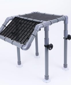 Extra Large Turtle Basking Platform, Sturdy Standing Dock with Non-Slip Ramp & Artificial Grass, Turtle Tank Accessories, Fits 50/65/75/90/125 Gal Tanks, Gray/Black
