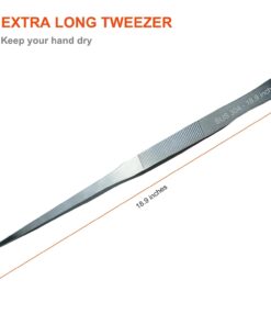 Extra Long Tweezers, Feeding Tongs, 18.9 inch Aquarium Stainless Steel Large Aquascape Tools for Fish Tank, Terrarium,Aquascaping, Reptile Snake (Curved)