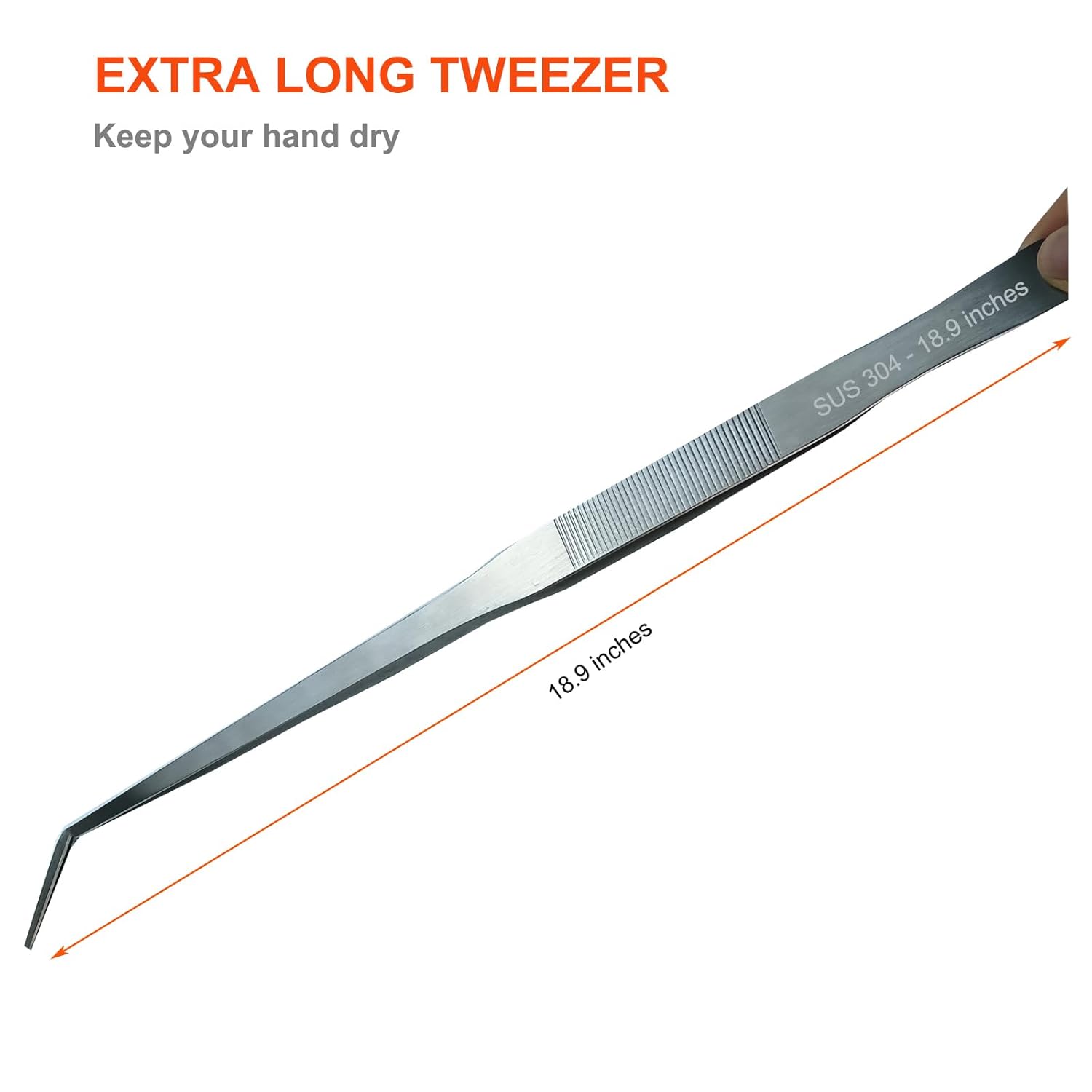 Extra Long Tweezers, Feeding Tongs, 18.9 inch Aquarium Stainless Steel Large Aquascape Tools for Fish Tank, Terrarium,Aquascaping, Reptile Snake (Curved)