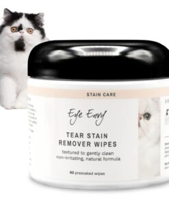 Eye Envy Tear Stain Wipes for Cats. Textured to Gently Clean Tear Stains. Natural Formula. Recommended by Persian & Exotic Breeders, Groomers. USA Made. 60 Cat Eye Wipes