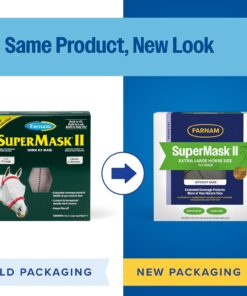 Farnam SuperMask II Horse Fly Mask Without Ears, Extended Coverage, Protects Eyes from Insects and Debris, Adjustable Throat Latch, XL Size