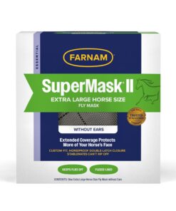 Farnam SuperMask II Horse Fly Mask Without Ears, Extended Coverage, Protects Eyes from Insects and Debris, Adjustable Throat Latch, XL Size