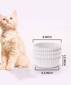 FattyBee 200 Pcs White Disposable Pet Feeding Bowls Liner, Small Paper Bowls for Cat Dishes, Wet Food, Feral Cat Feeding Station