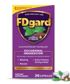FDgard Gut Health Supplement, Indigestion, Nausea & Bloating, Upset Stomach, 12 Capsules