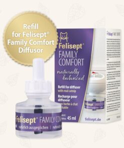 Felisept Family Comfort Relaxing Agent in Multi-Cat Household Refill Bottle 3 x 45 ml - with Natural Catnip - Release tensions in Multi-cat households and Reduce sustainably