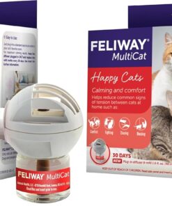 FELIWAY MultiCat 30 Day Cat Calming Plug In Pheromone Diffuser Starter Kit, 48ml - Helps Reduce Conflicts and Signs of Tension in Multi-Cat Households