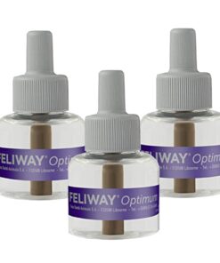 FELIWAY Optimum 3 x 30 Day Cat Calming Refills for Pheromone Diffuser, 3 x 48ml Value Pack - Helps Reduce Common Signs of Stress in Cats & Kittens, Enhanced Calming