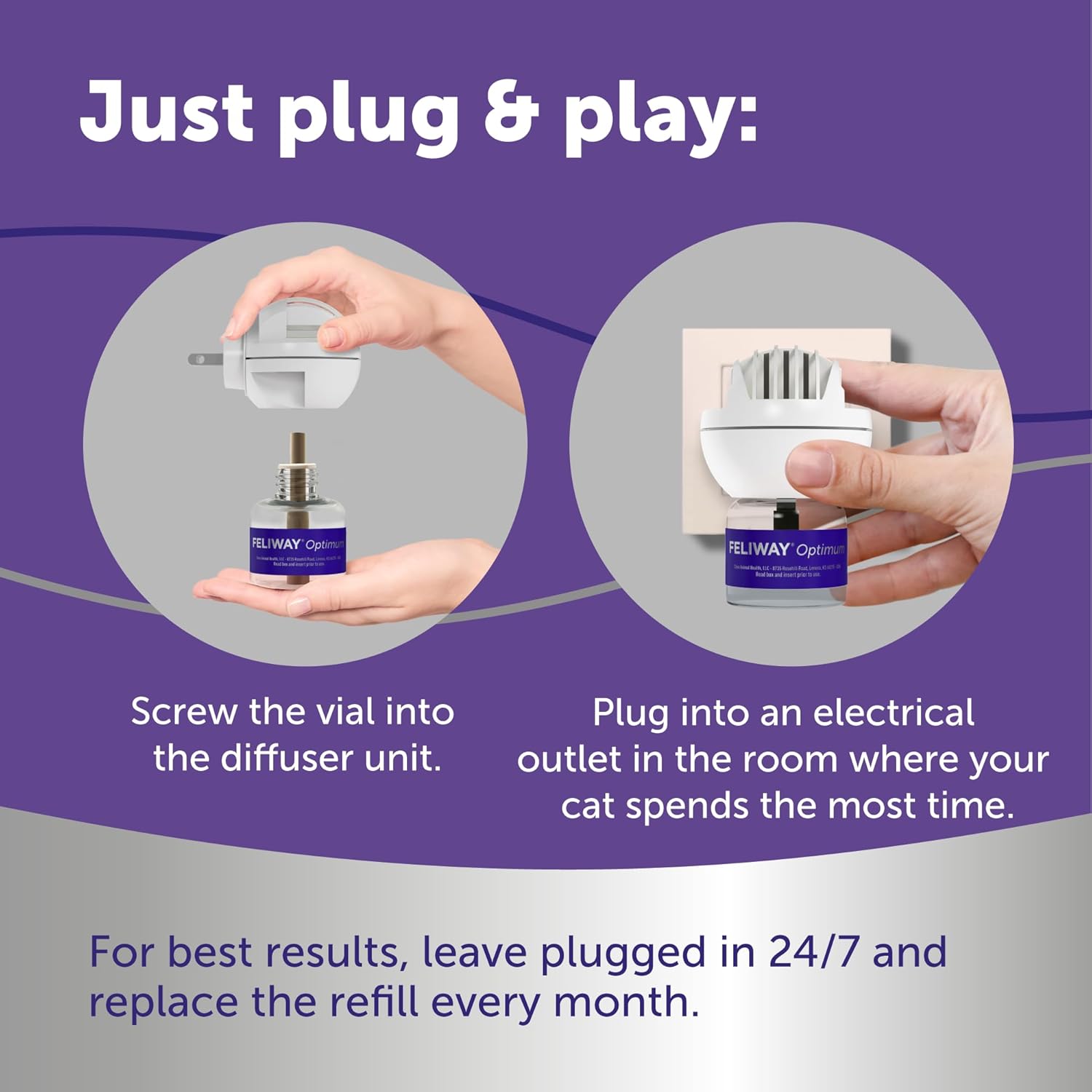 FELIWAY Optimum 3 x 30 Day Cat Calming Refills for Pheromone Diffuser, 3 x 48ml Value Pack - Helps Reduce Common Signs of Stress in Cats & Kittens, Enhanced Calming