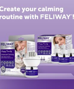 FELIWAY Optimum Cat Calming Diffuser Kit – Advanced Support to Help Reduce Urine Spraying, Scratching, Fighting and Hiding due to Stress – 30‑Day All in One Cat Pheromone Plug...