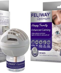 FELIWAY Optimum Cat Calming Diffuser Kit – Advanced Support to Help Reduce Urine Spraying, Scratching, Fighting and Hiding due to Stress – 30‑Day All in One Cat Pheromone Plug...