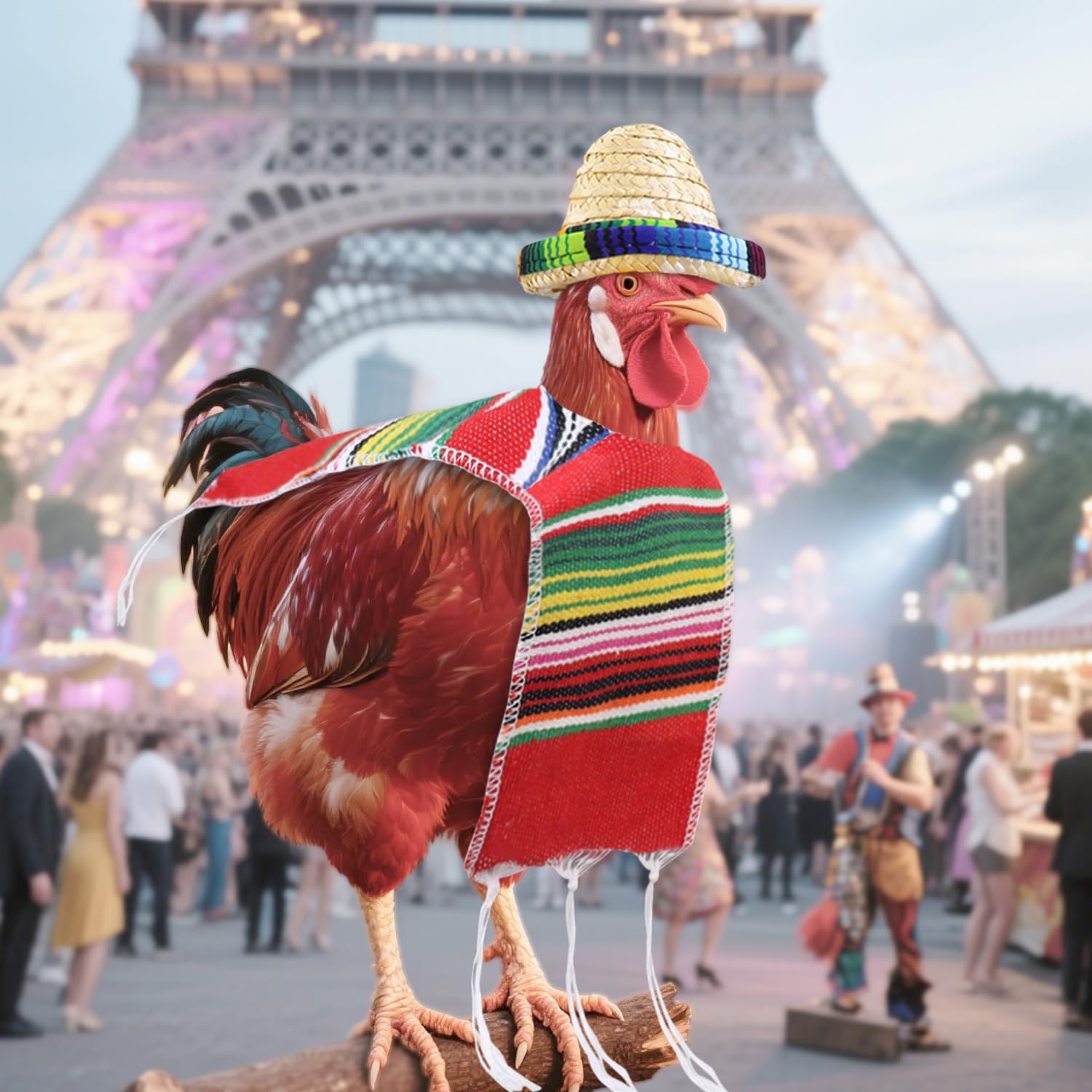 Fiesta Costume for Chickens Includes Sombrero and Serape Poncho for Silkie Chickens Laying Hens Pet Chicken Costume