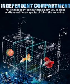 Fish Breeding Box, Acrylic Fish Isolation Box,Fish Separator for Aquarium, Aquarium Incubator with Suction Cups for Baby Fish Shrimp Clownfish Guppy Aggressive Fish(11.5