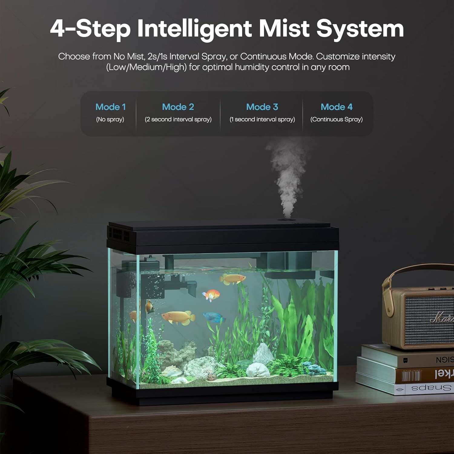 Fish Tank, 2.5Gallon Fish Aquarium,Self Cleaning Fish Tank Aquarium Starter Kit/Humidifier & Essential Oil Diffuser,Touchscreen Control,7-Color LED,3-in-1 Pump,Triple...