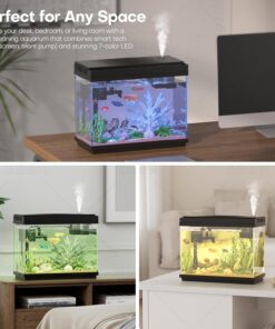Fish Tank, 2.5Gallon Fish Aquarium,Self Cleaning Fish Tank Aquarium Starter Kit/Humidifier & Essential Oil Diffuser,Touchscreen Control,7-Color LED,3-in-1 Pump,Triple...
