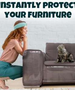 FixZilla Anti Cat Scratch Furniture Protector, 10-Pack Couch Protector from Cat Claws - Heavy-Duty, Easy-to-Apply Scratching Deterrent and Shield for Sofa Corners, Walls, Doors-...