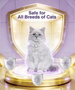 Flea and Tick Collar for Cats (4 Pack), Plant-Powered with Natural Essential Oils, Water-Resistant, Adjustable for All Cats & Kittens (Gray)