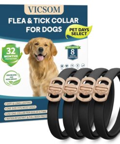 Flea and Tick Collar for Dogs 4 Pack, 32 Months Prevention, Waterproof, Adjustable for Small Medium Large Dogs Puppies (Black and Grey)