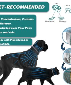 Flea and Tick Collar for Dogs and Cats - Safe and Natural Prevention and Control of Pests on Puppies and Kittens - Waterproof - Free Comb - 2-Pack (13.8 in & 27.5 in)