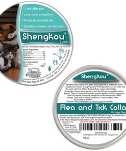 Flea and Tick Collar for Dogs and Cats - Safe and Natural Prevention and Control of Pests on Puppies and Kittens - Waterproof - Free Comb - 2-Pack (13.8 in & 27.5 in)