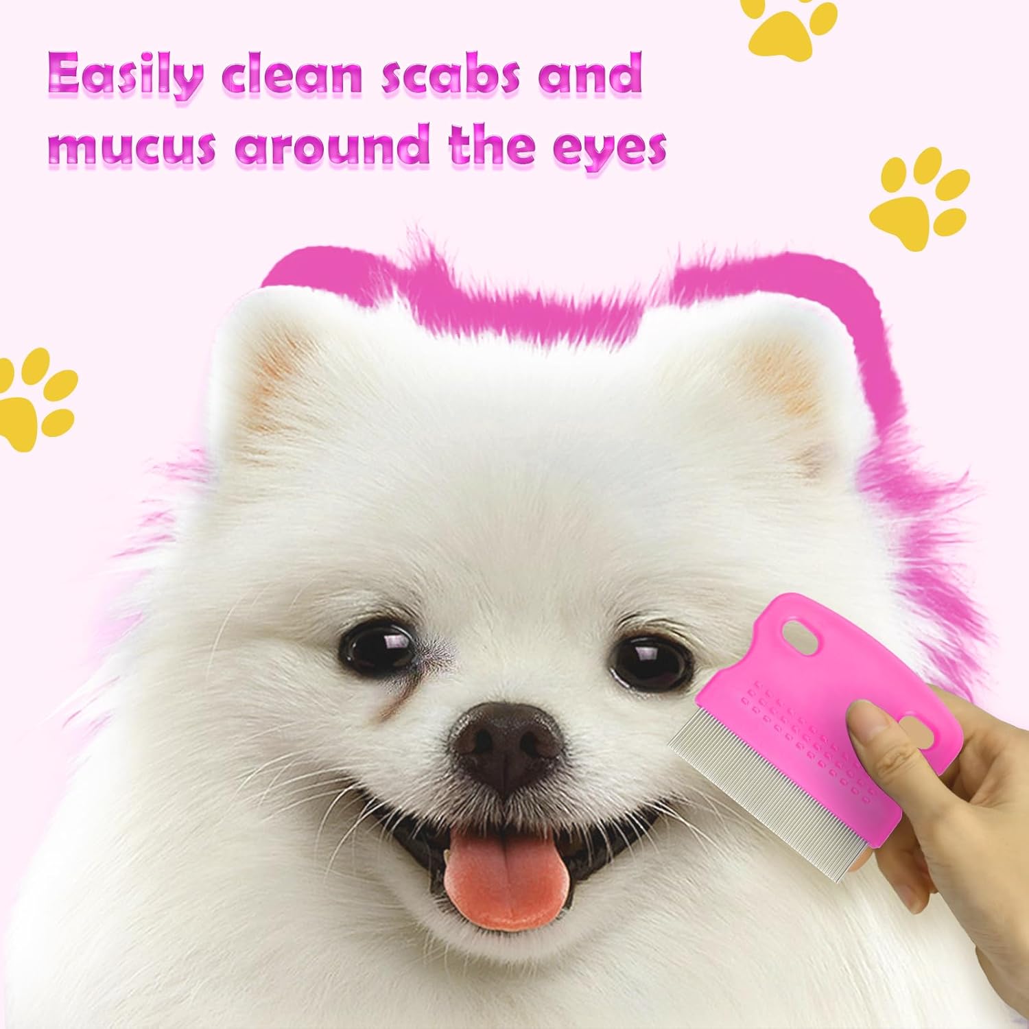 Flea Comb for Cats Dogs, 6 Pack Pet Lice Comb Set Pet Grooming Pets for Small, Medium & Large Pets(Pink)