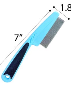 Flea Comb with Rubber Handle, Flea and Tick Combs for Dogs & Cats, Dog Comb for Grooming