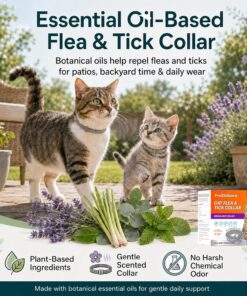 Flea Tick Prevention Collars for Cats: Essential Oil-Based Collar for 4 Month Support - Natural Fleas Ticks Breakaway Collar for Large & Small Cat, Outdoor Fleas Ticks Control...