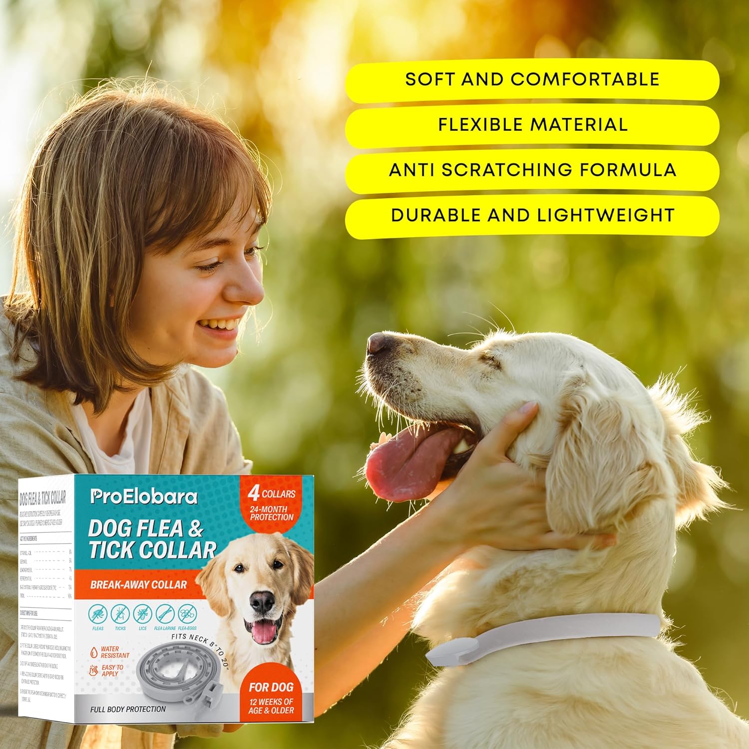 Flea Tick Prevention Collars for Dogs: Essential Oil-Based Flea Collar for 4 Month Support - Natural Fleas Ticks Collar for Small Medium Large Dogs, Gentle Fleas Ticks Control...
