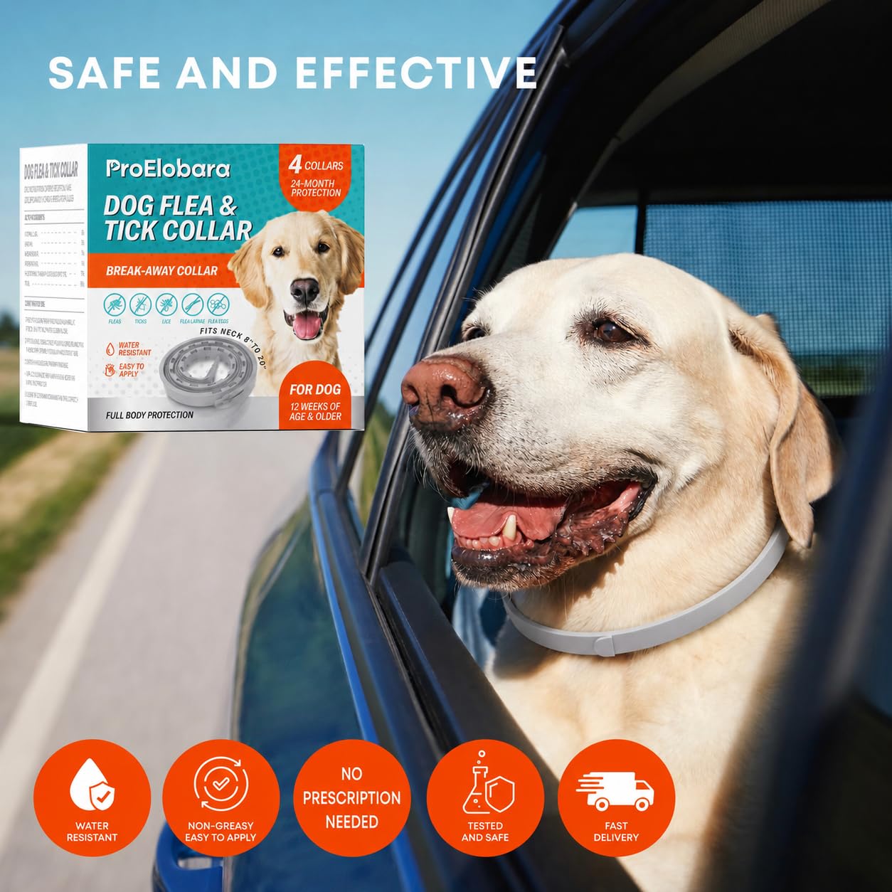 Flea Tick Prevention Collars for Dogs: Essential Oil-Based Flea Collar for 4 Month Support - Natural Fleas Ticks Collar for Small Medium Large Dogs, Gentle Fleas Ticks Control...