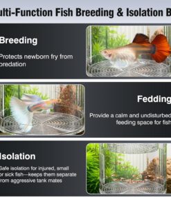 Floating Acrylic Breeder Box for Fish Tank - Aquarium Isolation Separator Hatchery Incubator for Guppy, Betta, Clownfish, Coral, Baby & Injured Fish