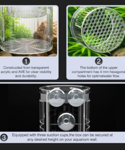 Floating Acrylic Breeder Box for Fish Tank - Aquarium Isolation Separator Hatchery Incubator for Guppy, Betta, Clownfish, Coral, Baby & Injured Fish