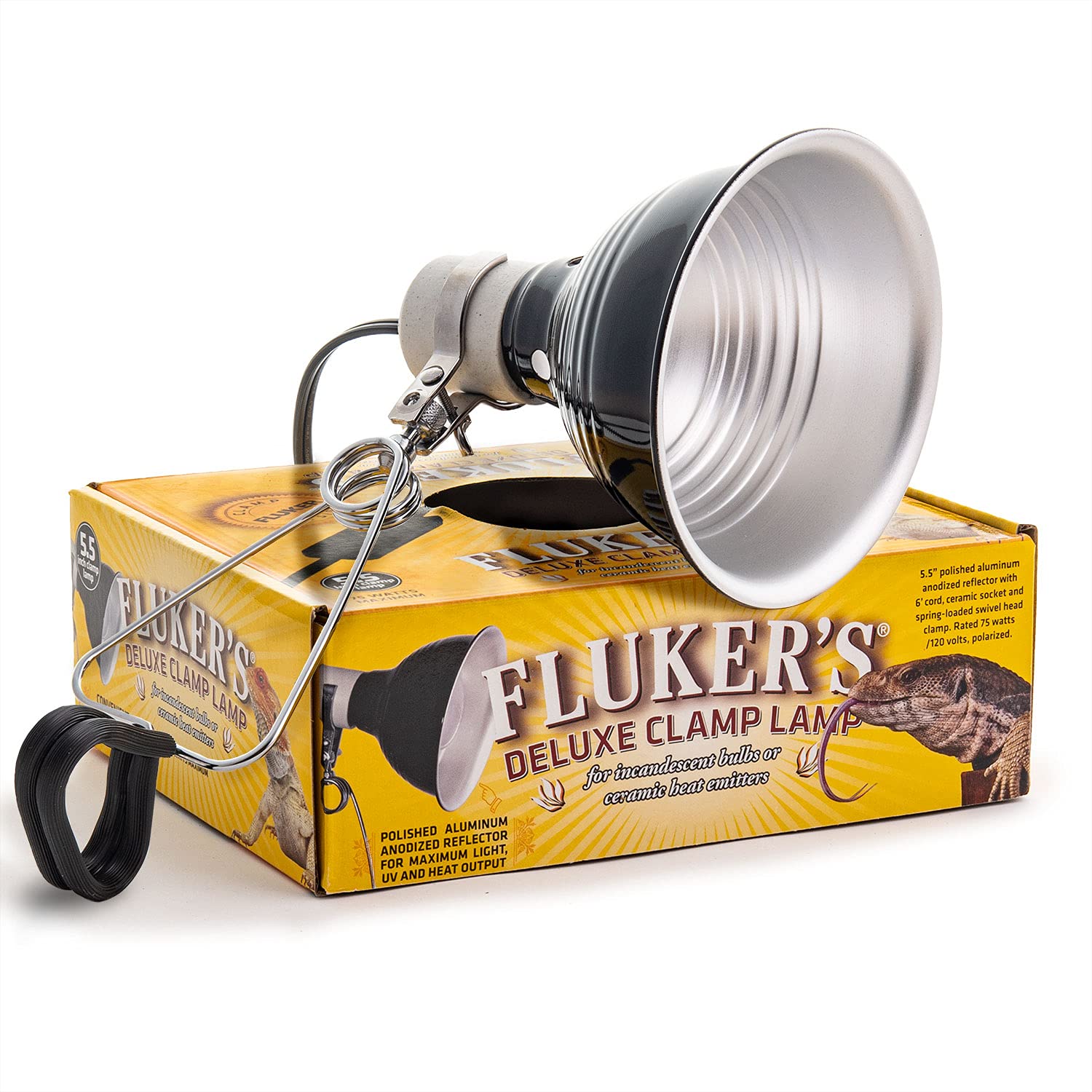 Fluker's Repta-Clamp Lamp, Heavy Duty Clamp Light For Reptile Tanks and Terrariums, UL/CUL Approved, Great for Reptile Basking, 150-Watt Maximum with On/Off Switch, 8.5"