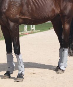 Fly Boots for Horses Set of 4, Breathable Comfy Mesh Horse Leggings Reduce Stomping, Hoof Stress, and Leg Fatigue Grey Full