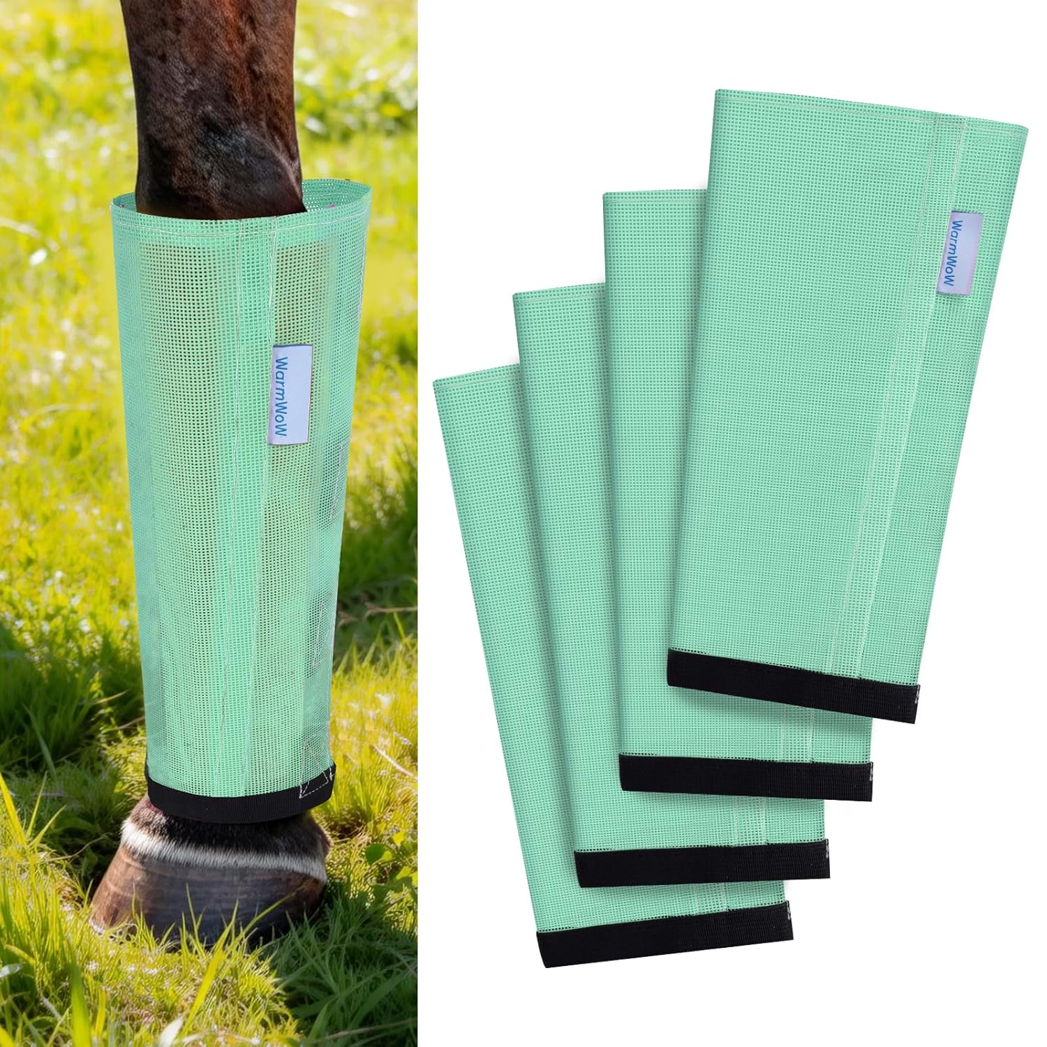 Fly Boots for Horses Set of 4, Loose Fitting Mesh Horse Fly Boots Leggings, Reduce-Stomping Adjustable Equine Leg Wraps & Socks, Stay Up Not Sag, No Rub (Purple)
