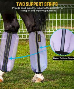Fly Boots for Horses Set of 4,Universal Size Fine Mesh Horse Fly Boots with Nylon Stays,Fly Leggings for Horses with Fleece Trimming and Reflective Webbing