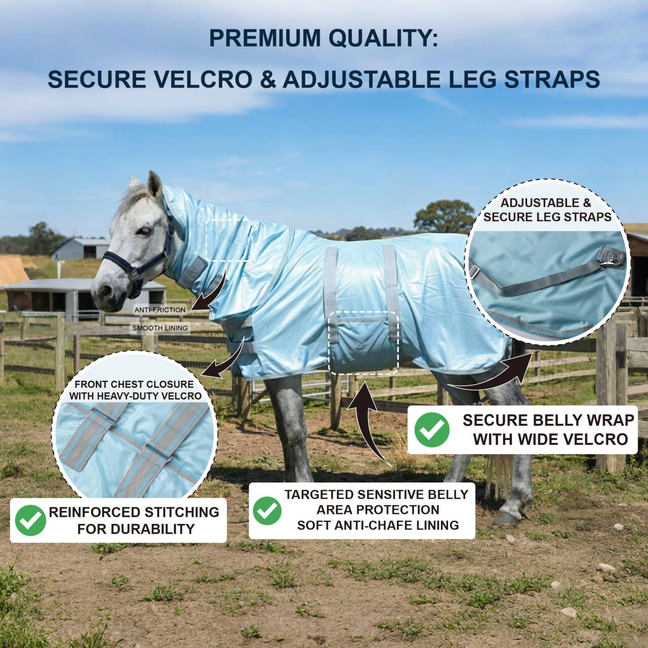 Fly Sheet for Mini Horse/Pony/Foal & Weanling/Yearling/Donkey - Detachable Neck Cover & Belly Wrap, Lightweight Airflow Mesh Summer Sheet for Pasture & Stable, UV Protection...