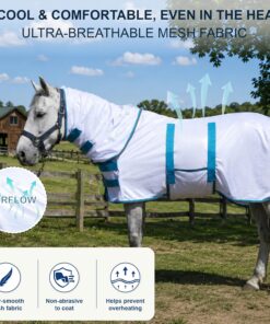 Fly Sheet for Mini Horse/Pony/Foal & Weanling/Yearling/Donkey - Detachable Neck Cover & Belly Wrap, Lightweight Airflow Mesh Summer Sheet for Pasture & Stable, UV Protection...