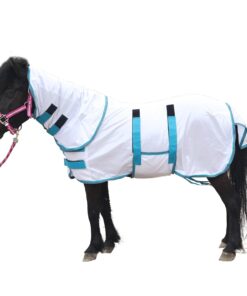 Fly Sheet for Mini Horse/Pony/Foal & Weanling/Yearling/Donkey - Detachable Neck Cover & Belly Wrap, Lightweight Airflow Mesh Summer Sheet for Pasture & Stable, UV Protection...