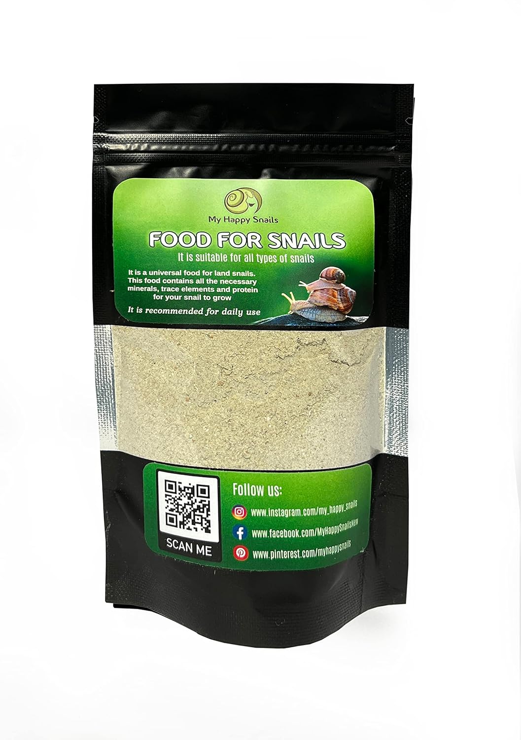 Food for Land Snails - Small Pack 3.5 Oz (100 Grams) - with Organic Calcium, Vitamins, and Minerals. Great for Giant African Land Snails, Helix Pomatia, Aspersa, Muller Other...