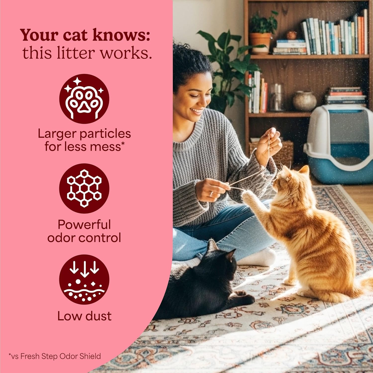 Fresh Step Advanced Clean Paws Multi Cat Clumping Cat Litter with Febreze Freshness, Low Dust, Odor Control with Ammonia Block Tech, Compatible in Automatic Litter Boxes, 37...