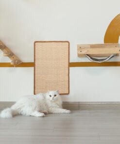FUKUMARU Cat Scratcher Mat, 23.6 X 15.7 Inch Natural Sisal Cat Scratch Mats, Horizontal Cat Floor Scratching Pad Rug with Sticky Tapes, Protect Sofa and Carpet