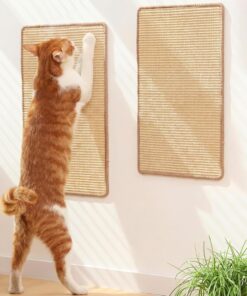 FUKUMARU Cat Scratcher Mat, 23.6 X 15.7 Inch Natural Sisal Cat Scratch Mats, Horizontal Cat Floor Scratching Pad Rug with Sticky Tapes, Protect Sofa and Carpet