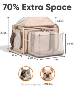 FUKUMARU Expandable Pet Carrier for Cat, 18x11x11 Large Cat Carrier Soft, Collapsible Airline Approved Dog Carrier, Ventilate Cat Travel Carrier with Durable Mesh, Escape-Proof...
