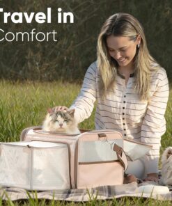 FUKUMARU Expandable Pet Carrier for Cat, 18x11x11 Large Cat Carrier Soft, Collapsible Airline Approved Dog Carrier, Ventilate Cat Travel Carrier with Durable Mesh, Escape-Proof...