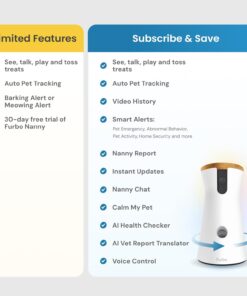 Furbo 360° Dog Camera: Pet Security Cam w/Barking Alerts, Rotating View, Treat Toss w/Phone App, Smart Home Puppy Monitoring, 2-Way Speaker, No Subscription Needed. Standard...