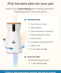 Furbo 360° Dog Camera [Subscription Required] Unlock w/Paid Plan: Home Security & Dog Safety Alerts, Rotating Pet Treat Toss, 2-Way Speaker (Low Risk, 3mo Min. Cancel Anytime)