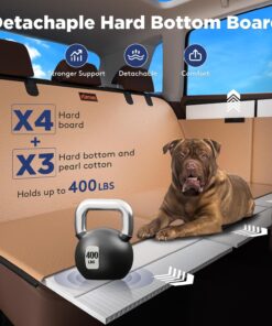 FURTIME Dog Car Seat Cover for Back Seat, Upgraded PU Leather Back Seat Extender with Hard Bottom Holds 400LBS, Waterproof Anti-Scratch, Large Space Back Seat Pet Cover for Car,...