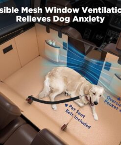 FURTIME Dog Car Seat Cover for Back Seat, Upgraded PU Leather Back Seat Extender with Hard Bottom Holds 400LBS, Waterproof Anti-Scratch, Large Space Back Seat Pet Cover for Car,...
