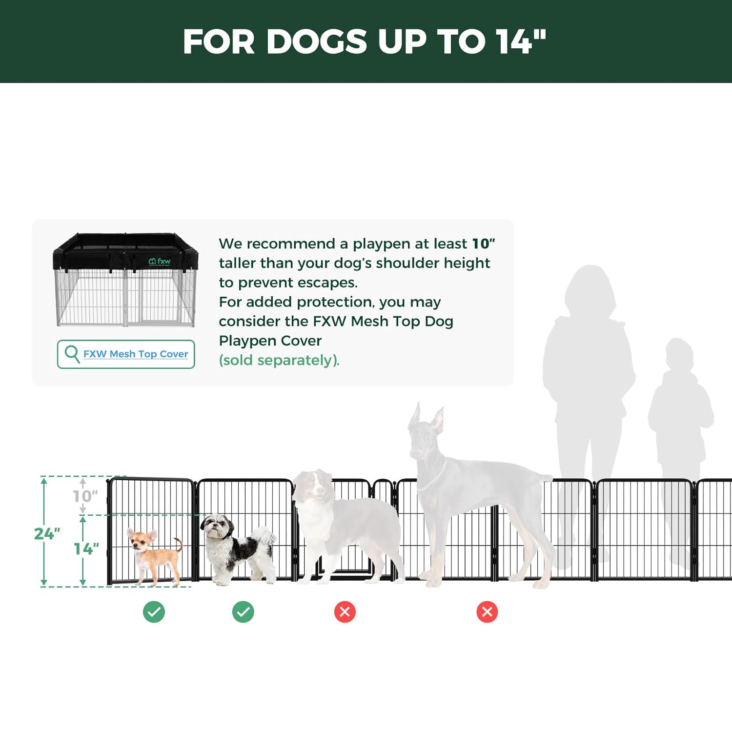 FXW Homeplus Unleashed Indoor Dog Playpen - Stress-Free and Safe Play, Heavy Duty 24 Inch 6 Panels Dog Pen for Puppy and Small Dogs, Black│Patented