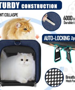 GAPZER Dog Carrier Soft/Cat Crates Large Cat 20 to 25 pounds/Softsided Pet Car Travel Carry Bag 15 Pound Puppy/Top Open Transport Kennel Navy